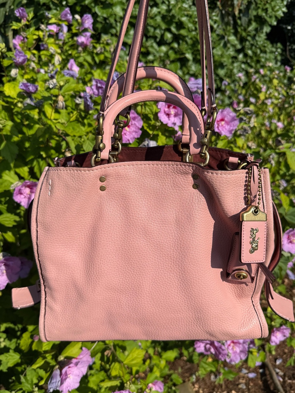 Coach 1941 Rogue 31 Pebbled Leather Satchel with Detachable Strap Peony 38124